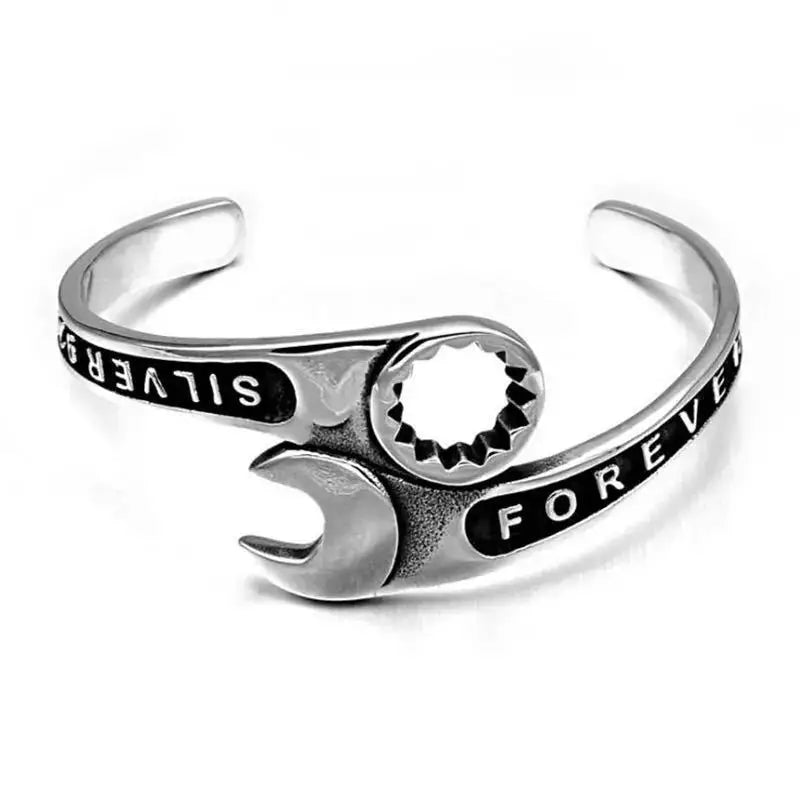 Trendy Fashion Stainless Steel Bracelets For Men New Fashion Cool Men's Personalized Open End Wrench Bracelets Gifts