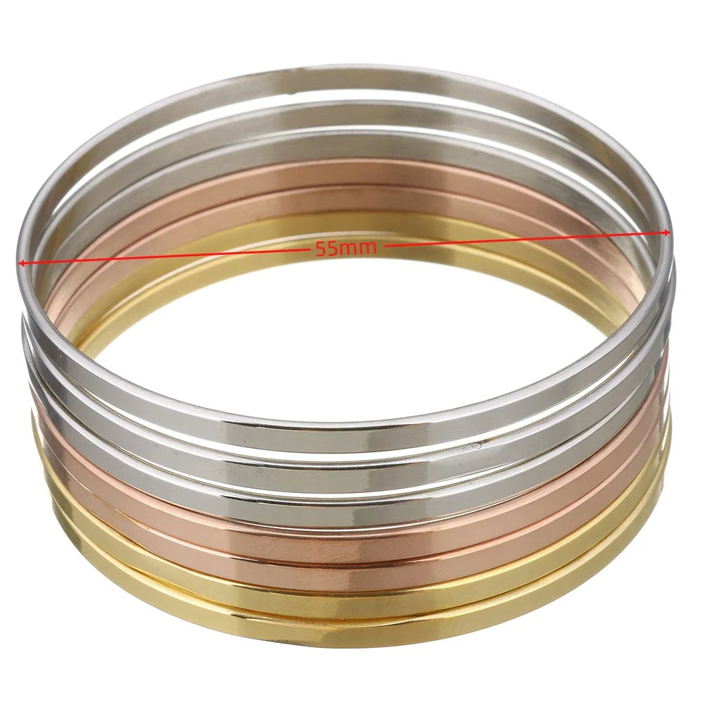 7PCs/Set New Fashion Roman style Stainless Steel Bangle gold color Lover Charm Bracelet for Women Brand Gold Wide Cuff Bangle