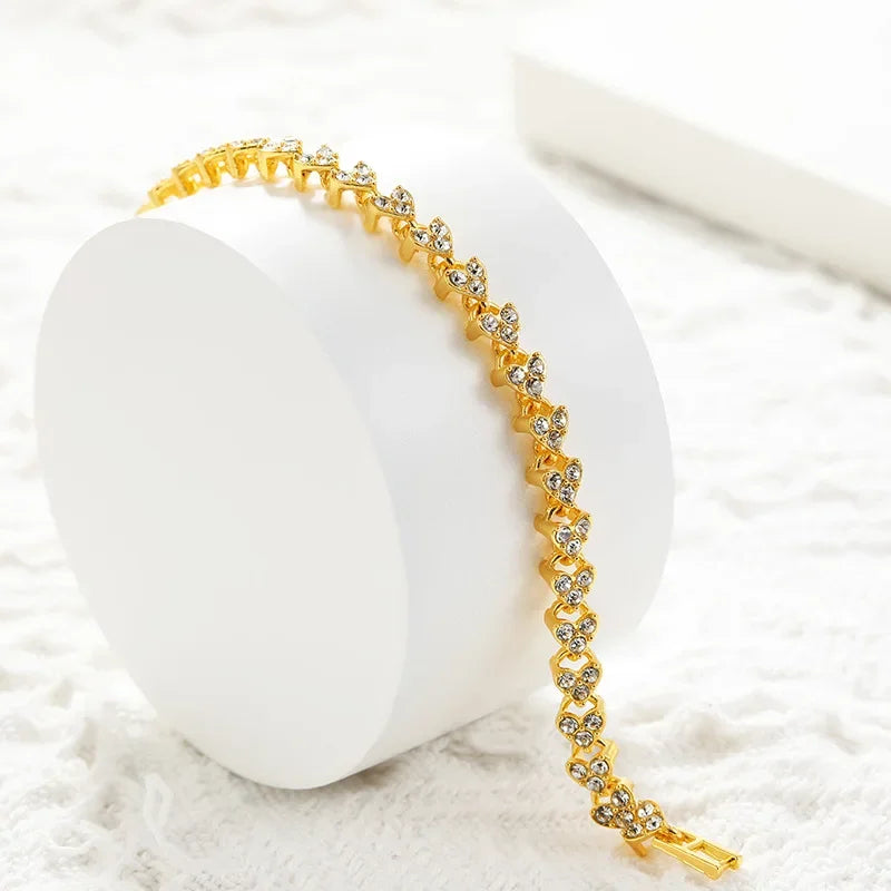 2025 New Fashionable Simple and Versatile Full Crystal Bracelet Women's First Jewelry Love Series Handmade