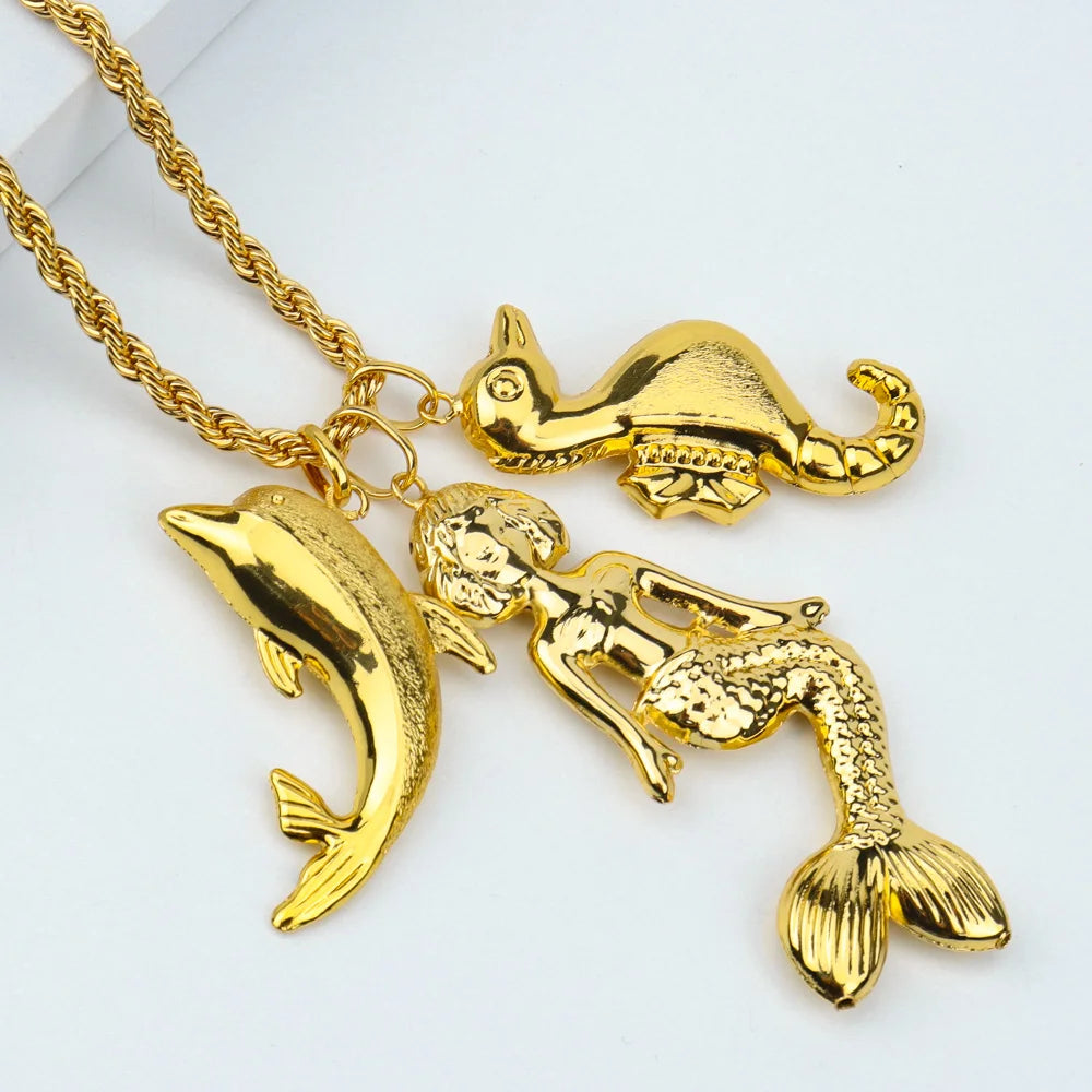 Fashion Necklace For Women Men Dubai Gold Color Jewelry Sets Couple Gift Daily Wear Party Holiday Jewelry Parent Child Set
