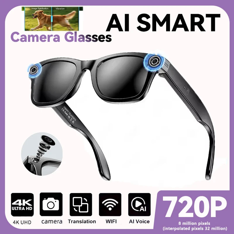 ai smart glasses with Camera Video 8MP Translation Sunglasses Bluetooth Call Music Play Men Women 2025 Recording 100+ Languages