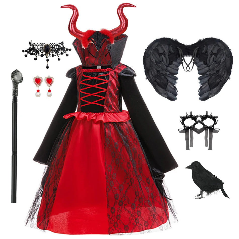 Halloween children Costumes Girls Princess Dresses Ghost Clothes Horror Vampire Cloak Performance Costumes Carnival Outfit