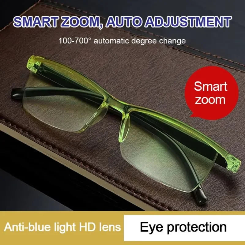 Smart Zoom Reading Glasses Anti Blue Light Presbyopia Glasses Magnifier For Both Men Women Adjustable Focus Light Lightweight