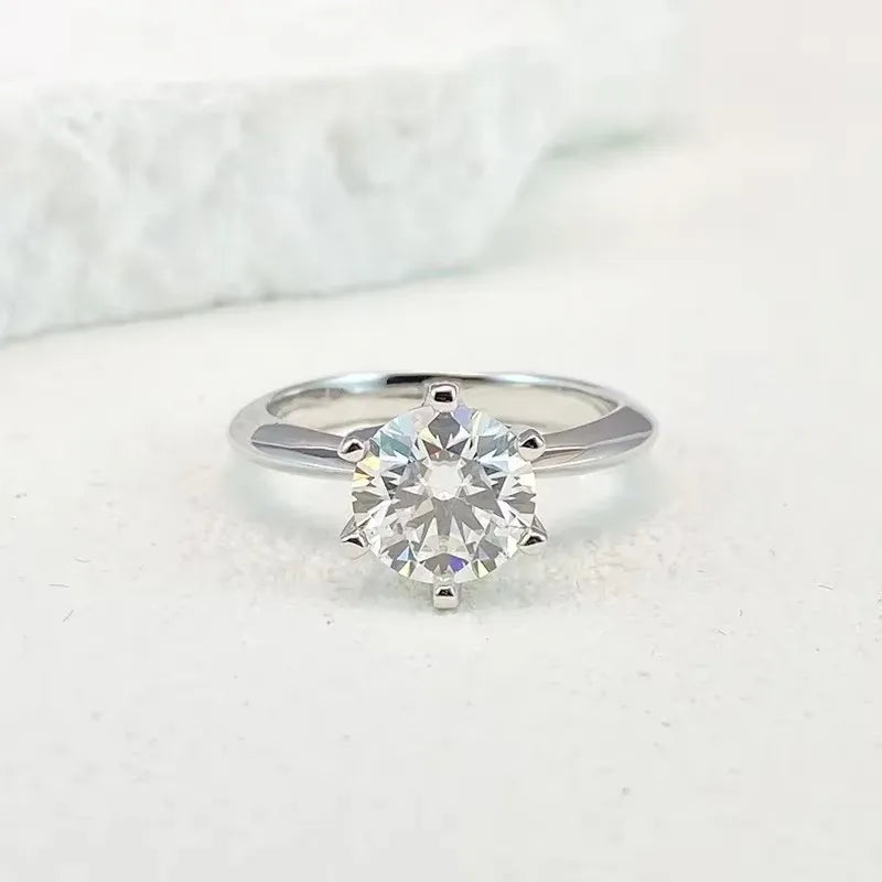 NeeTim 0.5-5ct Moissanite Ring For Women 925 Sterling Silver with White Gold Plated Lab Diamond Engagement Wedding Band Jewelry
