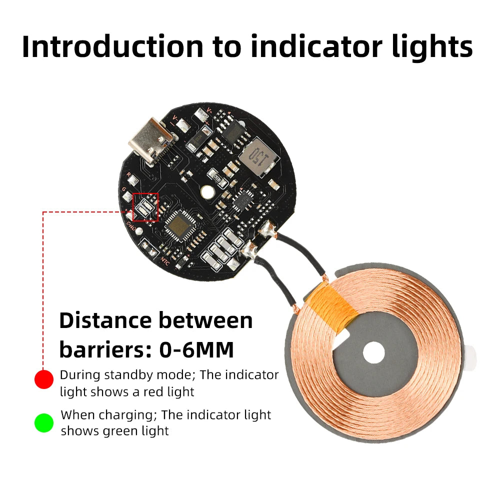5W/10W/15W/20W Wireless Charger Module Type C 5V/9V/12V/24V/QC/PD Fast Charging Transmitter Module Coil Circuit Board