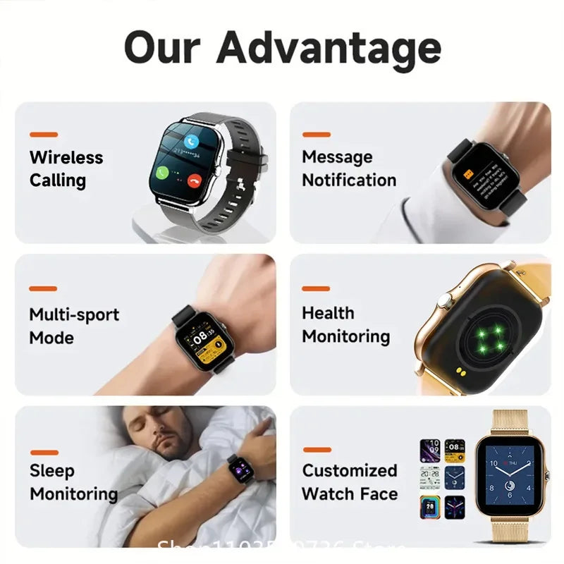 1.83'' Sports Smart Watch Fitness Clock Health Monitor Waterproof Smartwatch Wireless Call Watches for Men Women IOS Xiaomi 2024