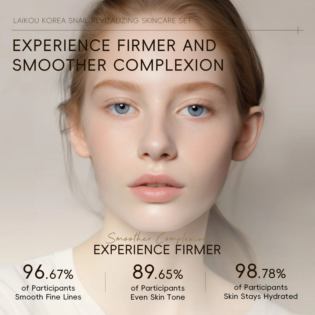 LAIKOU Snail Skin Care Five-piece Facial Treatment Cleansing gel Toner Essence Eye cream Essence Cream Improve Elasticity