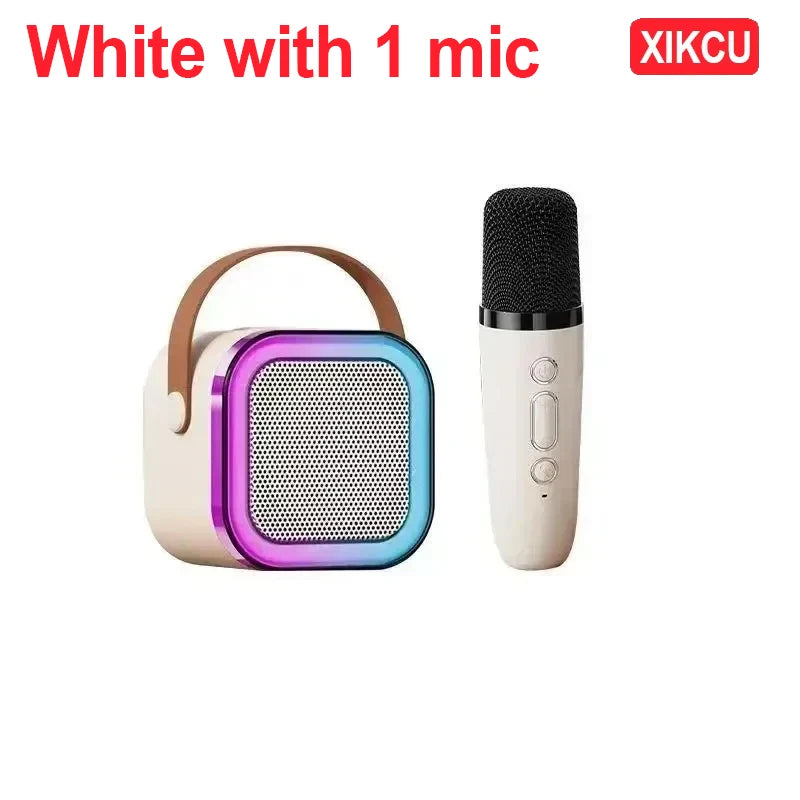 XIKCU K12 Portable Bluetooth 5.3 Karaoke Machine PA Speaker System with 1-2 Wireless Microphones Home Family Singing Children's
