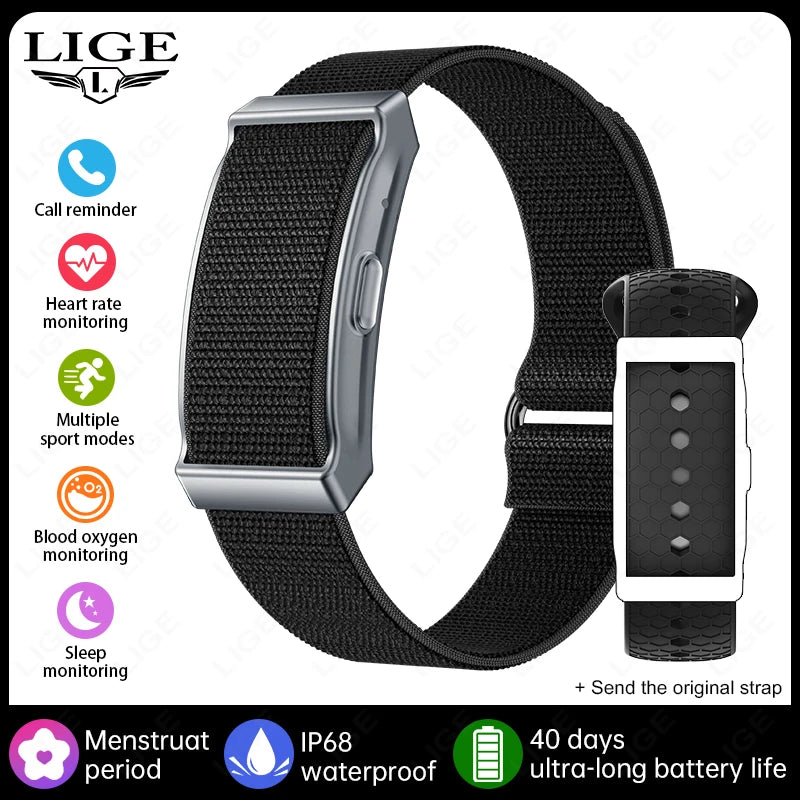 LIGE No Screen Smart Bracelet Heart Rate Monitor Thermometer Men Women Wristbands Waterproof Sport Fitness Men Women Smart Watch