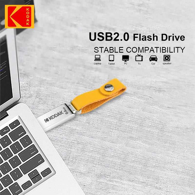 KODAK K122 USB 2.0 Pen Drive 32GB 64GB 128GB Metal USB Flash Drive Memory Pendrive