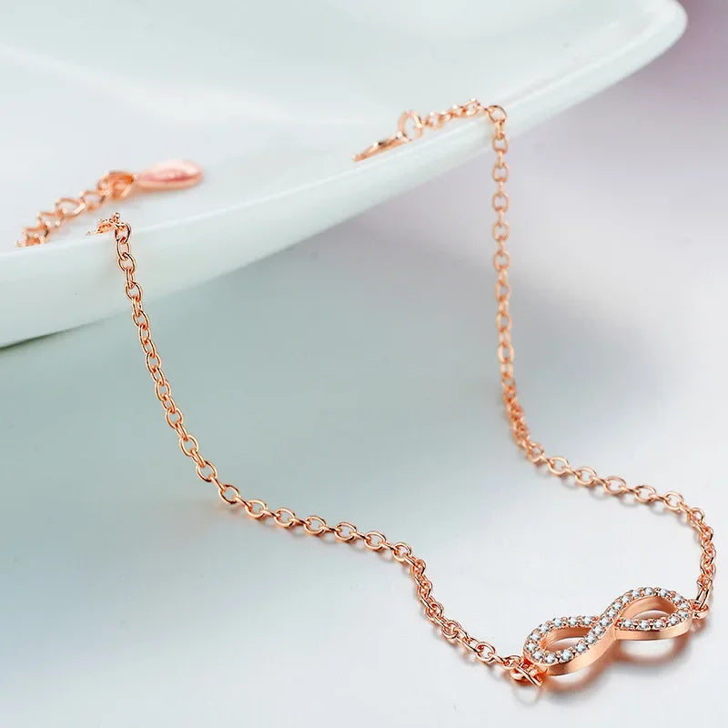 Authentic New Brand Women Infinity Bracelet 925 Sterling Silver Zircon Crystal Charm Bracelet for Women Wedding Jewelry Gift