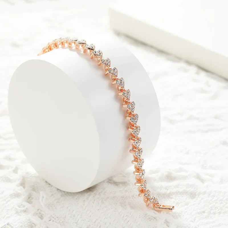 2025 New Fashionable Simple and Versatile Full Crystal Bracelet Women's First Jewelry Love Series Handmade