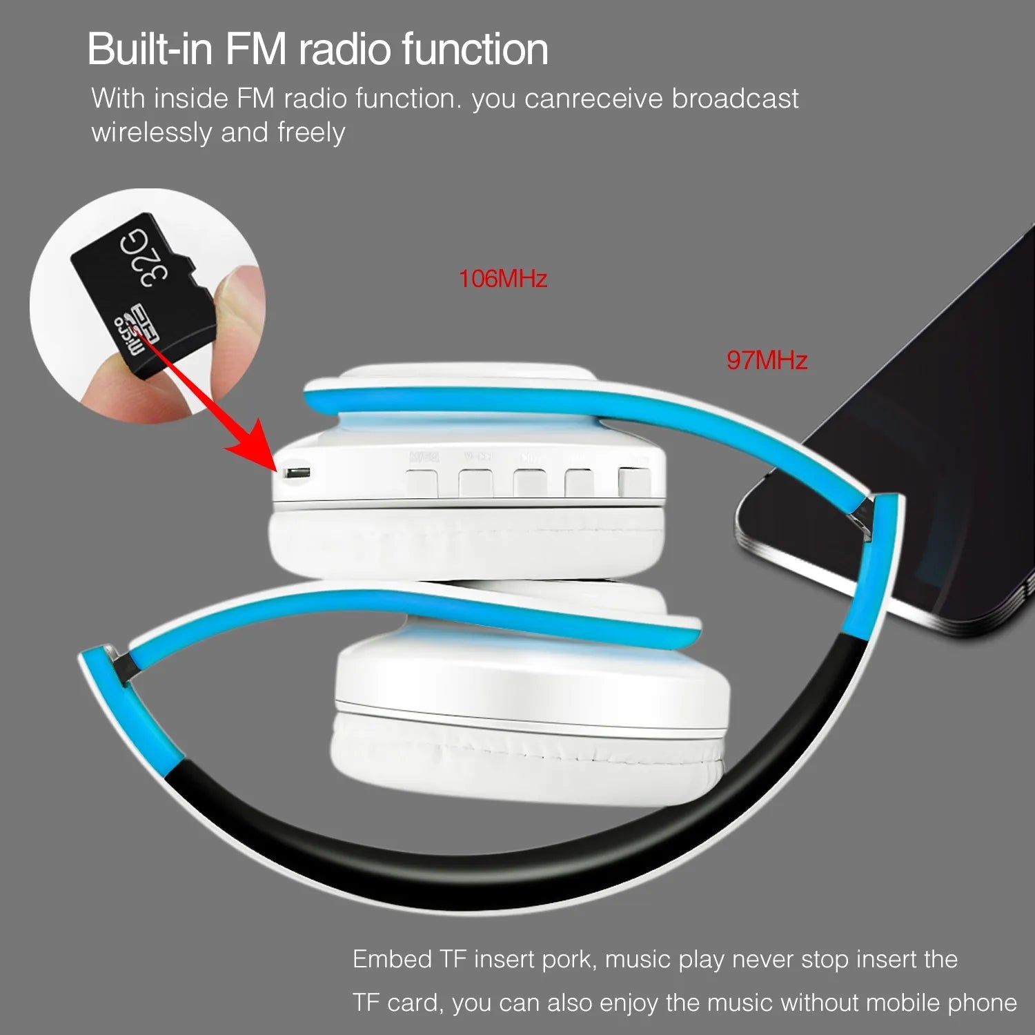 2025 Colorfuls Music Earphones Wireless Stereo Headphones Bluetooth Headset with Mic Support TF Card Phone Calls