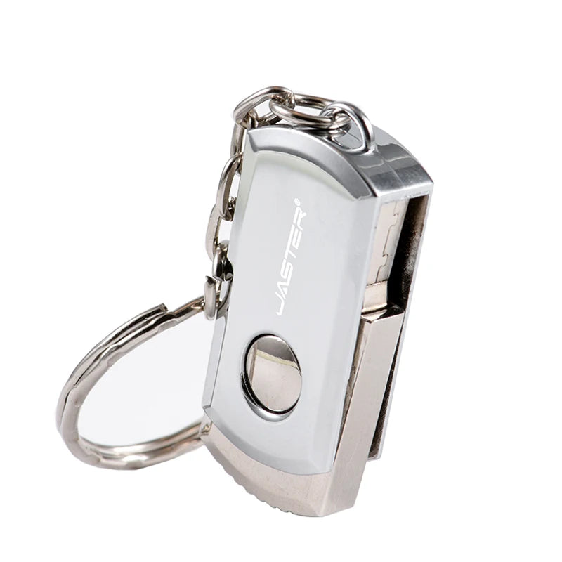 JASTER Metal USB Flash Drive Rotation Pen Drive 4GB 8GB 16GB 32GB 64GB Real Capacity Pendrive USB Memory Stick with Key Chain