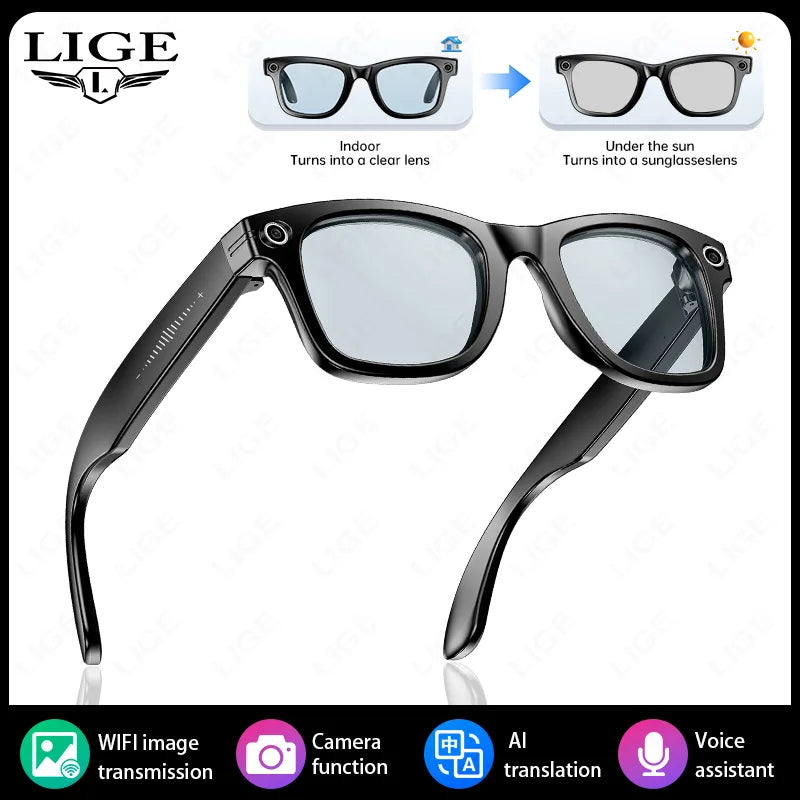 2025 Smart Glasses with Camera Headphone 100+Languages AI Translation Bluetooth Glasses Travel Meeting Sunglasses for Man Women