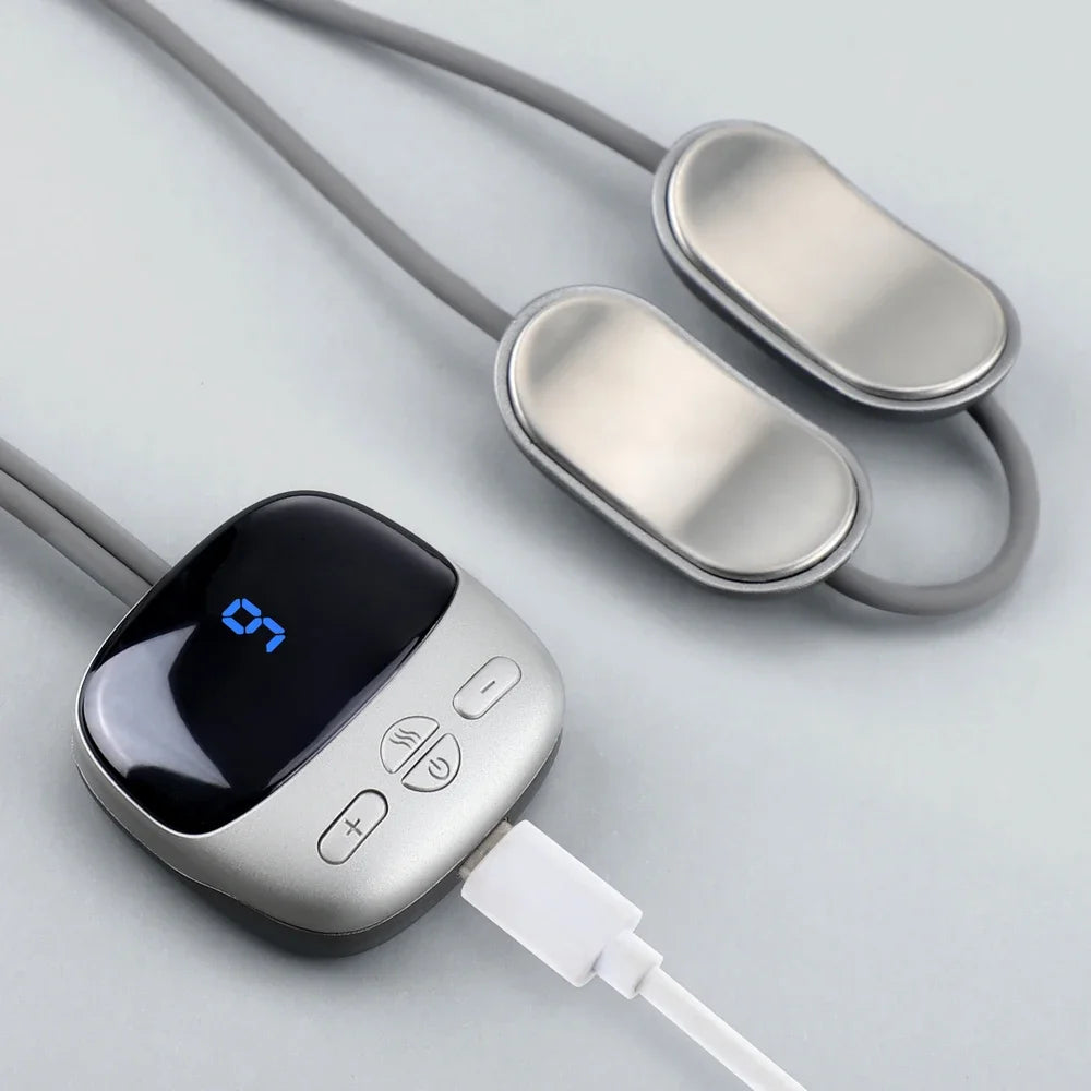 4 Gear Electric Neck Massager Micro-current Cervical Spine Massager Portable Hot Compress Smart Neck Massage Relaxation Tools