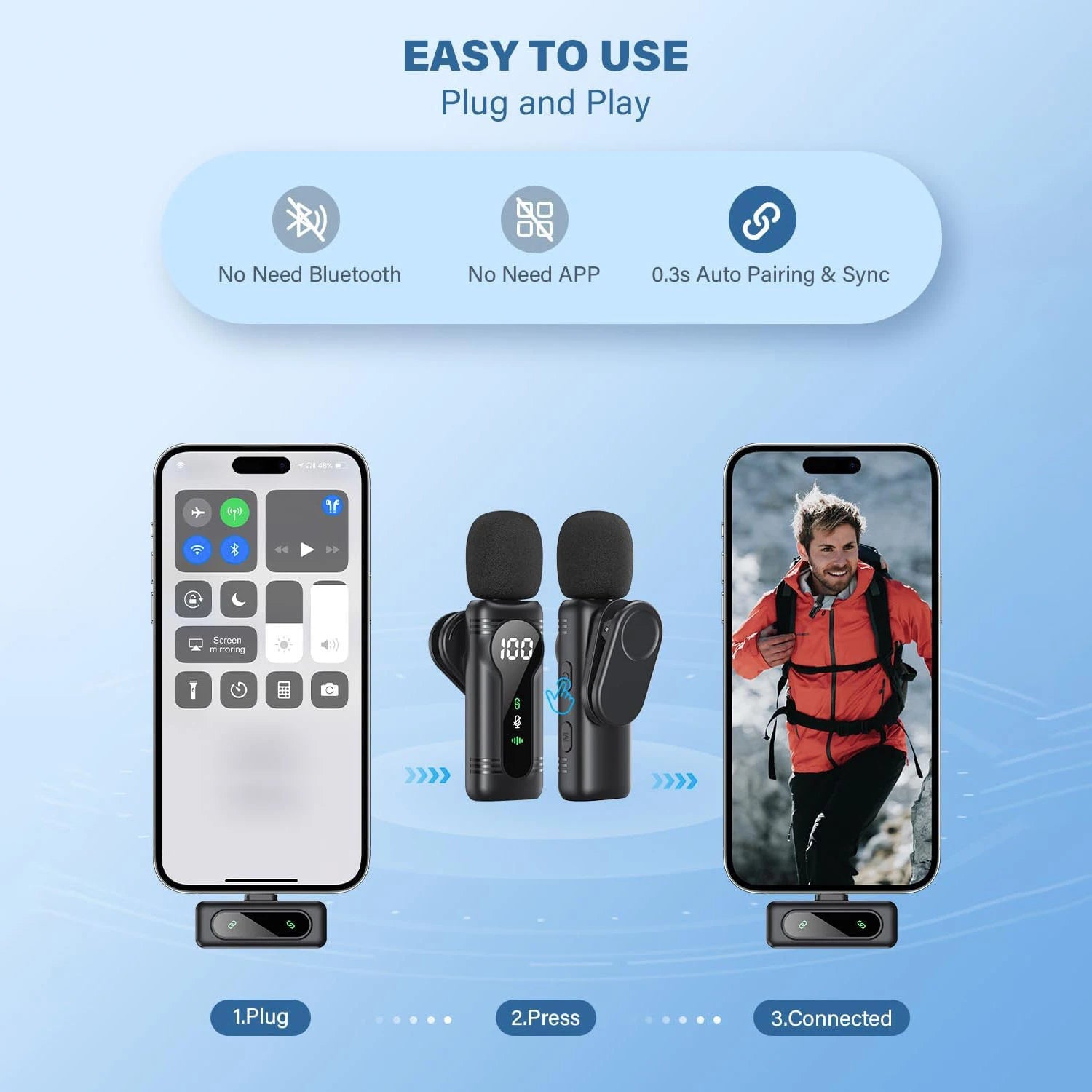 New Wireless Lavalier Microphone Magnetic Portable Noise Cancelling Audio Recording Mic for iPhone Android Laptop Live Interview