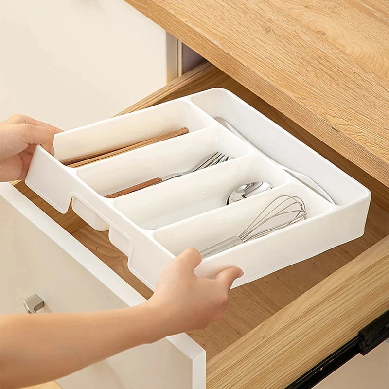 4/5 Grid Kitchen Cabinets Chopsticks And Tableware Storage Box Knife Fork Spoon Divider Organizer Knife Fork Drawer Storage