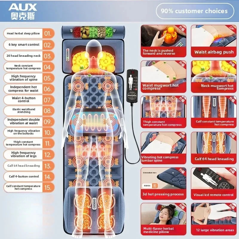 Cervical Massager Neck Waist Back Full Body Multifunctional Massage Cushion Home Recliner Electric Mattress