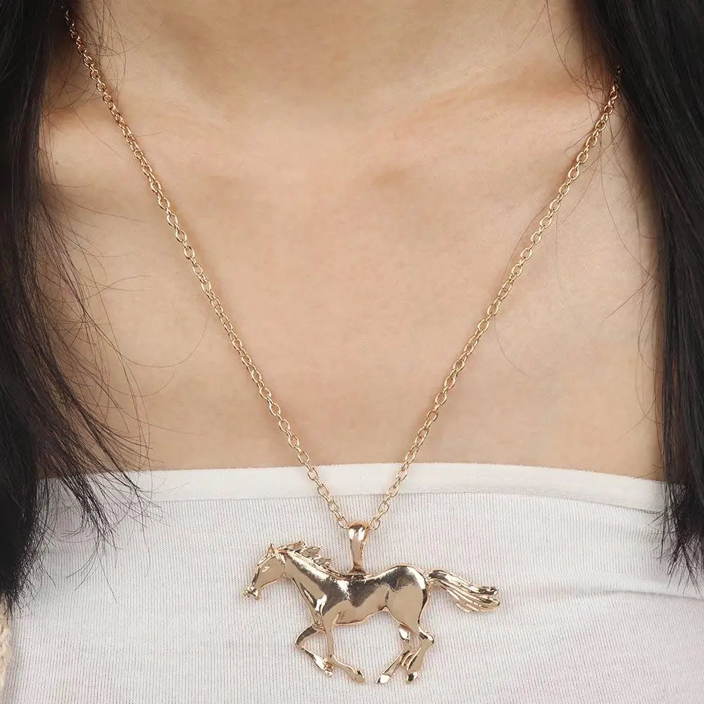 New Fashion Statement Necklace For Women Silver/Gold Jewelry Running Horse Pendant Necklace