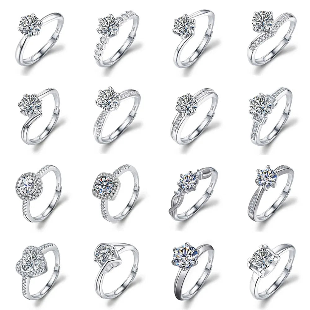 Never Fade Luxury Classic 18K White Gold Color Ring Solitaire 2 Carat Zirconia Diamant Wedding Band Women Jewelry Accessories