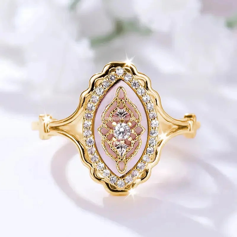Luxury Female Small White Zircon Stone Engagement Ring Rose Gold Color Summer Wedding Jewelry for Women anillos para hombre