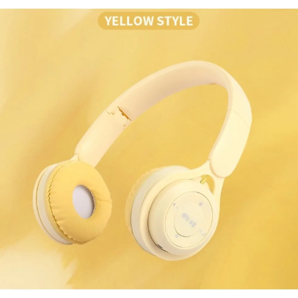 IGRARK Headband Bluetooth Headset Y08 Wireless Bluetooth Headset Portable Foldable Children Headset Yellow