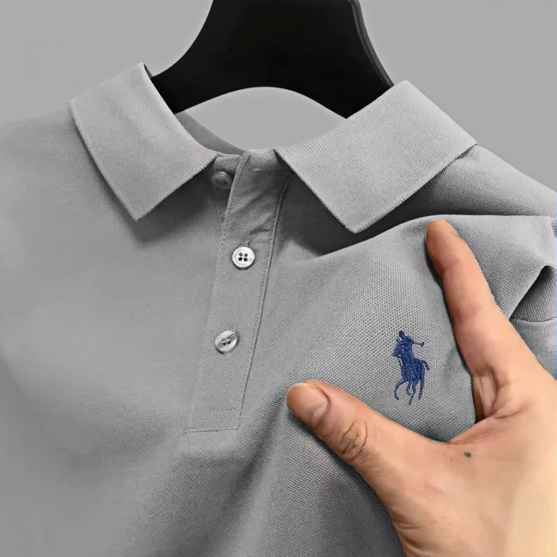 Men's brand polo shirt short sleeved pony embroidered top 2025 summer new comfortable breathable business casual luxury T-shirt