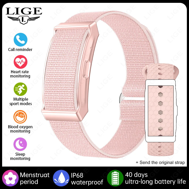 LIGE No Screen Smart Bracelet Heart Rate Monitor Thermometer Men Women Wristbands Waterproof Sport Fitness Men Women Smart Watch
