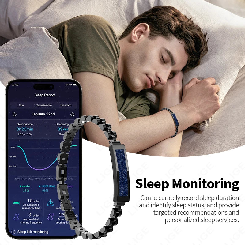 LIGE Fashion Smart Hand Bracelet Men Bluetooth Connected Smart Bracelet Heart Rate Sleep Multisports Smart Chain Bracelet Girls