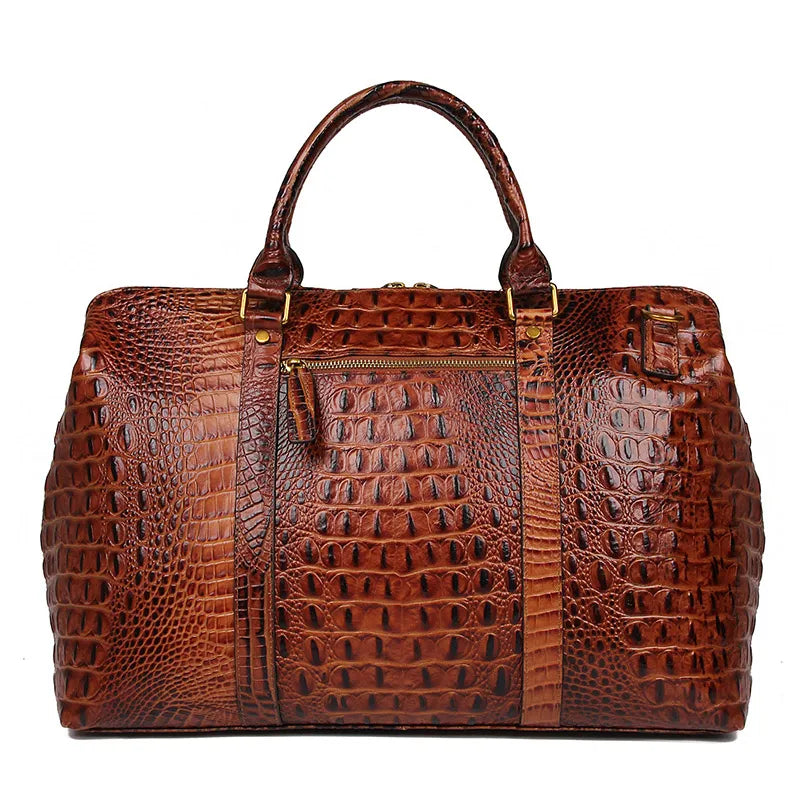 Genuine Leather Handbag Women Handbags Ladies Crocodile Grain Pattern Weekend Bag