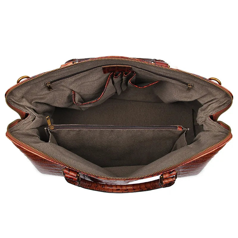 Genuine Leather Handbag Women Handbags Ladies Crocodile Grain Pattern Weekend Bag