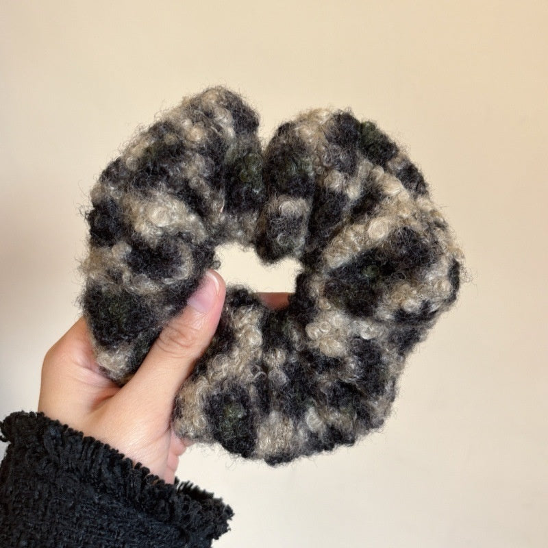 Autumn And Winter Plush Leopard Bow Balls Clip Temperament Female Updo Shark Clip
