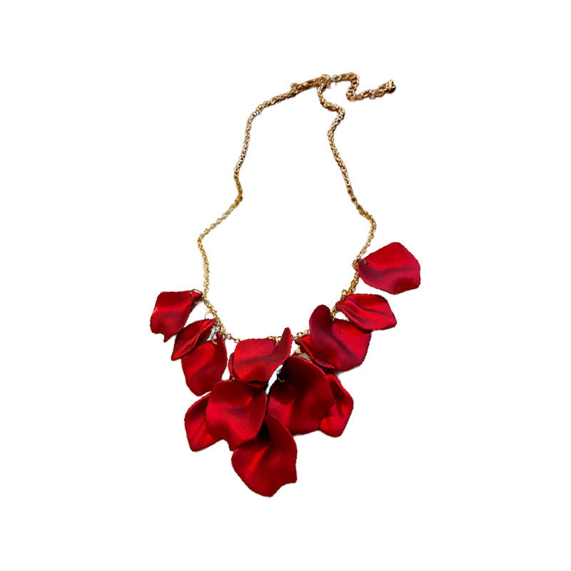 European And American Simple Petal Flower Tassel Clavicle Item
