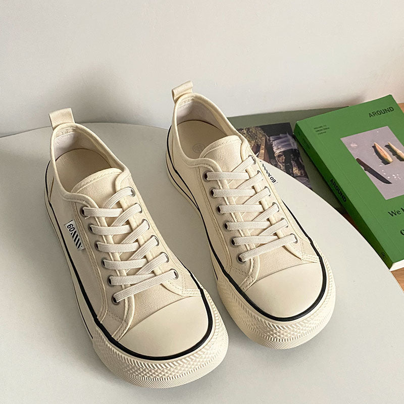 Women's Mango Canvas Shoes Lace-up Platform Flat Heel