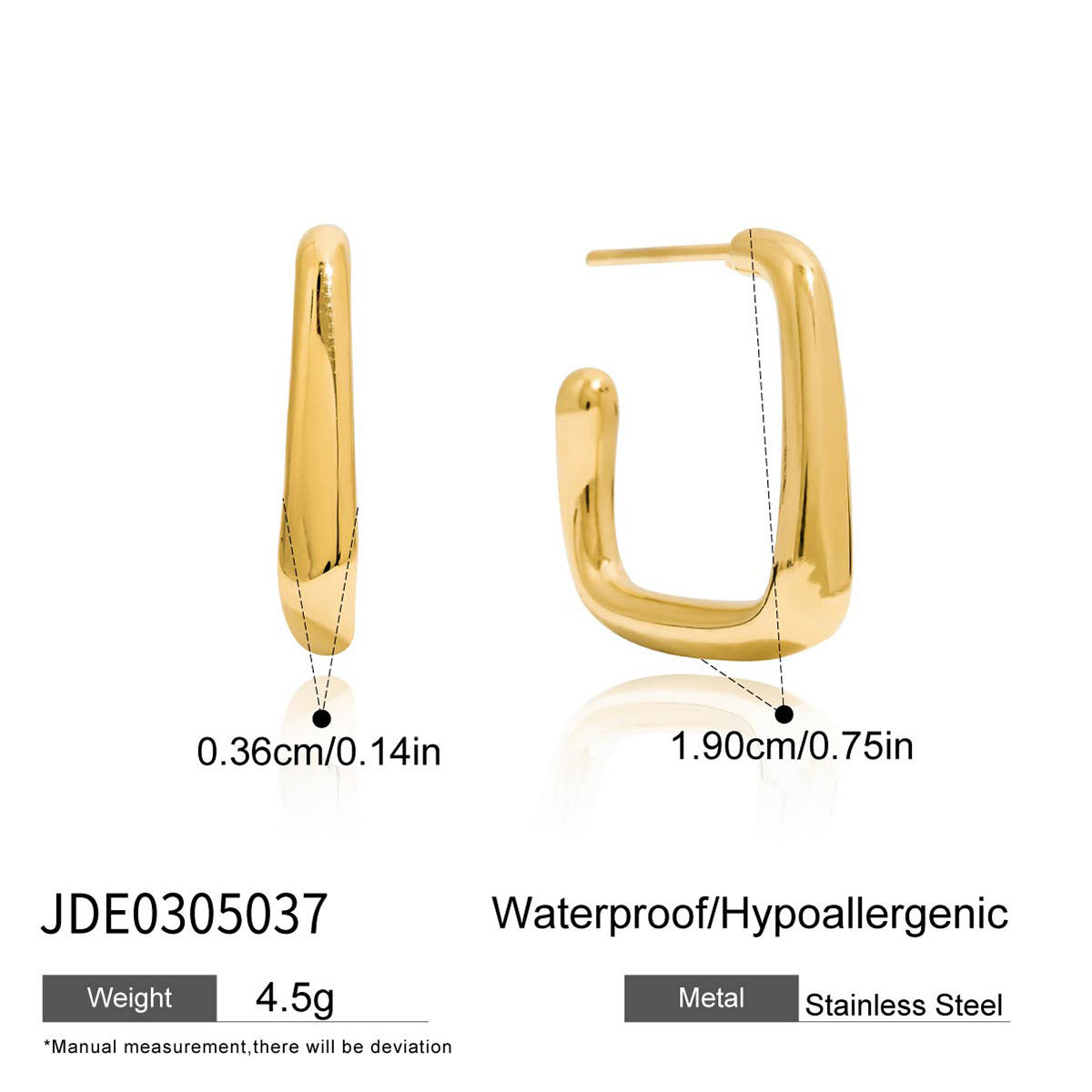 Jieding European And American Stainless Steel C-shaped Ear Studs Light Luxury High Sense