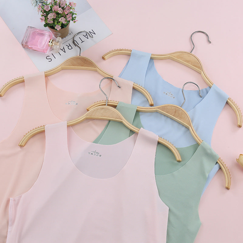Traceless Vest Women's Summer Milk Silk Round Neck Bottoming Shirt