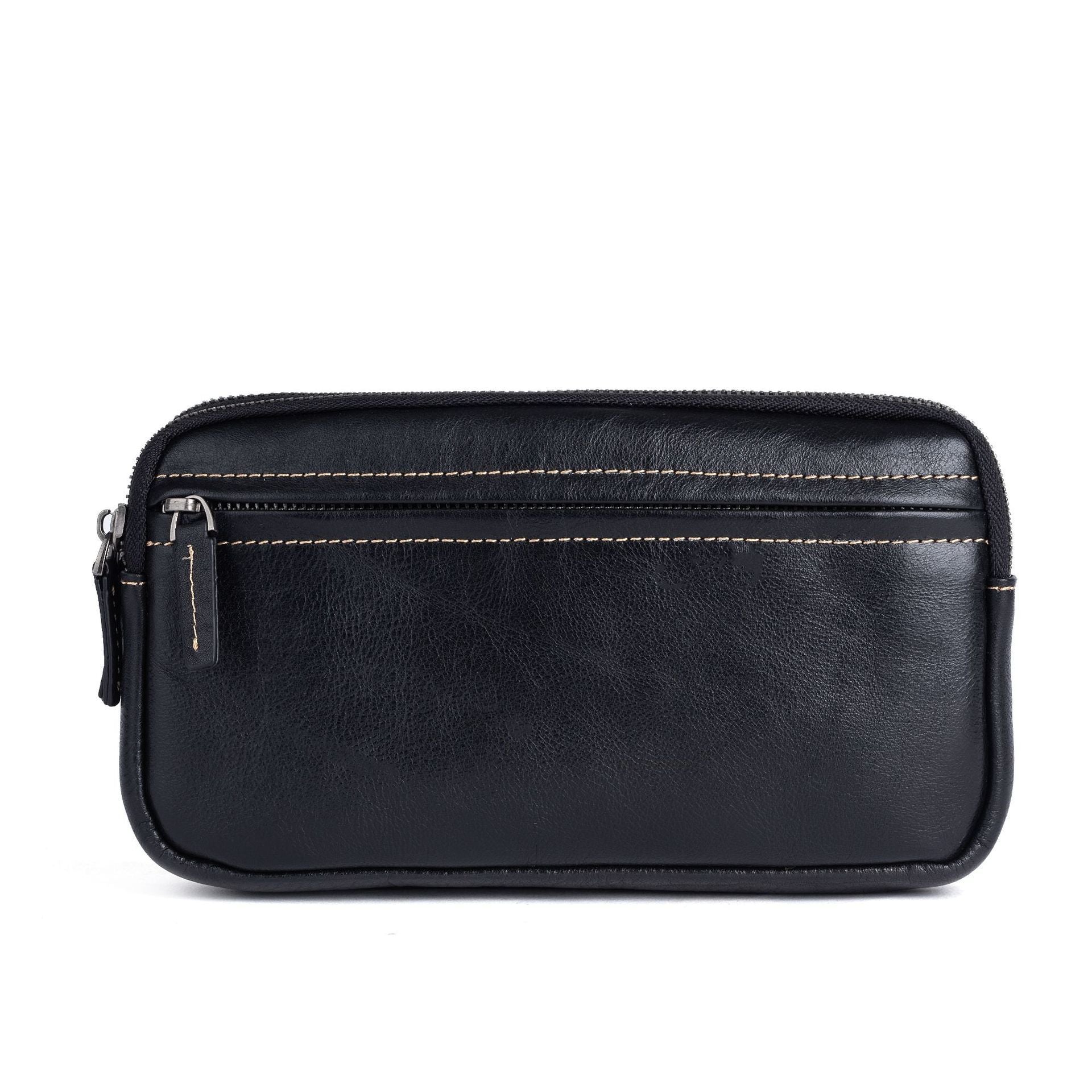 Vertical Model In Square Shape First Layer Cowhide Casual Clutch Men