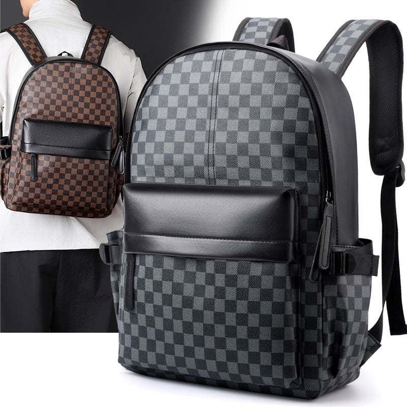 Business Trends Checked Backpack All-matching Casual