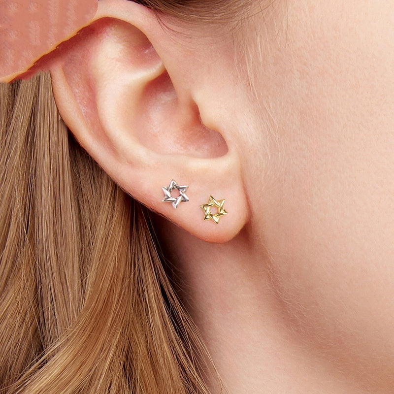 Simple Six-pointed Star Argent Pur Stud Earrings Fashionable All-match S925 Sterling Silver