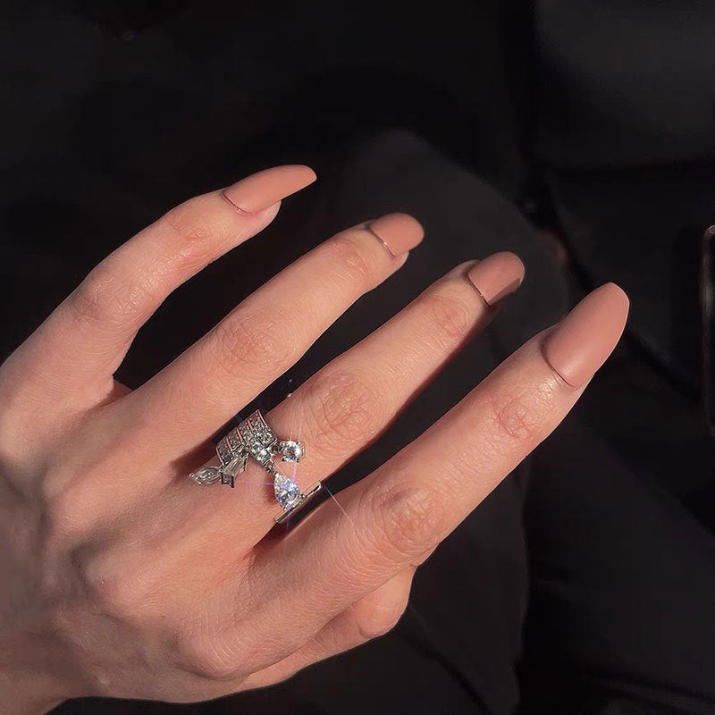 Zirconia Crystal Water Drop Zircon Geometry Rings For Women