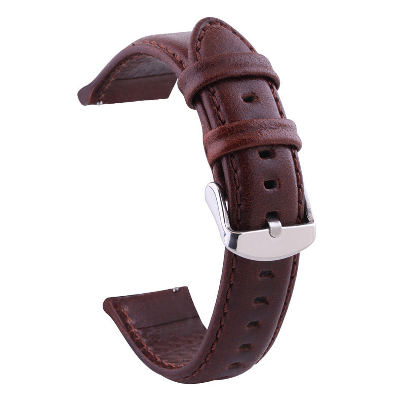 All-match Top Layer Cow Leather Watch Strap Crazy Horse Pattern Leather Smart Watch Band