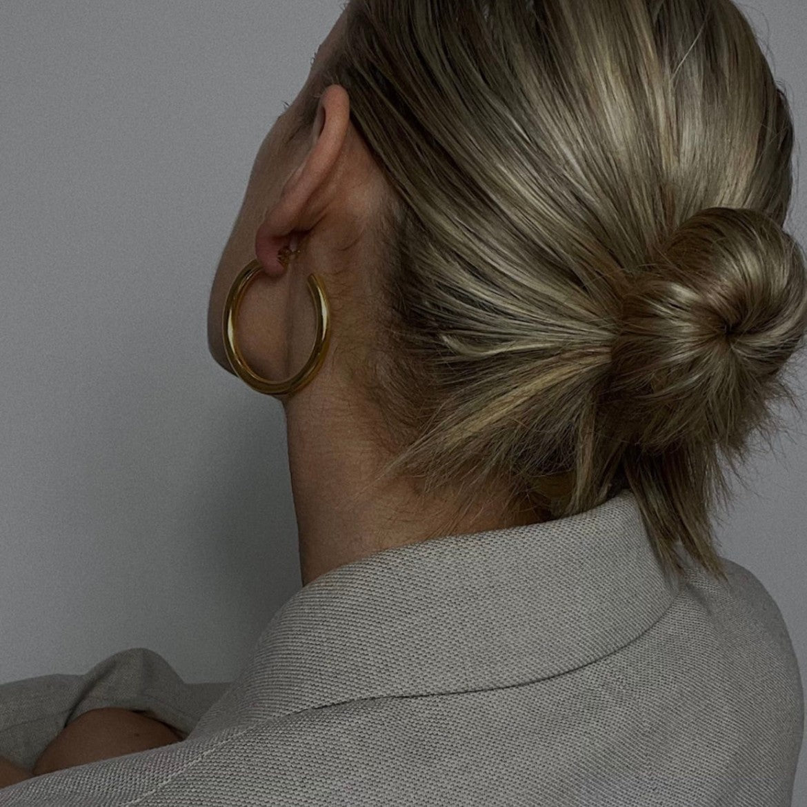 European And American Copper-plated Gold Thick Hoop Earrings