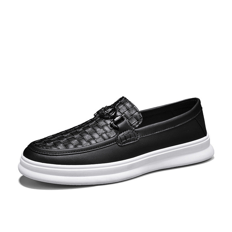 Fashion Retro Men's British Style Low-top Slip-on Small Leather Shoes