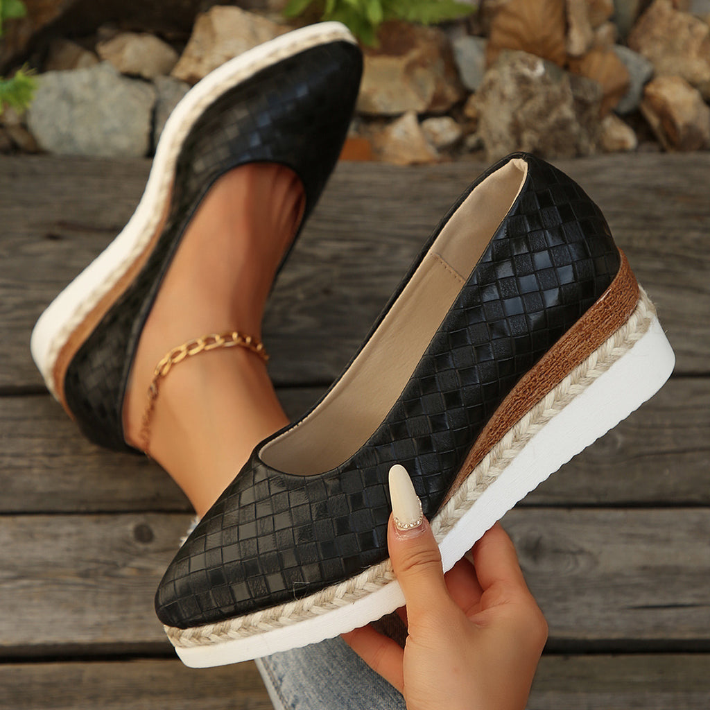 Women's Fashion Pointed Toe Low-cut Leisure Platform Shoes