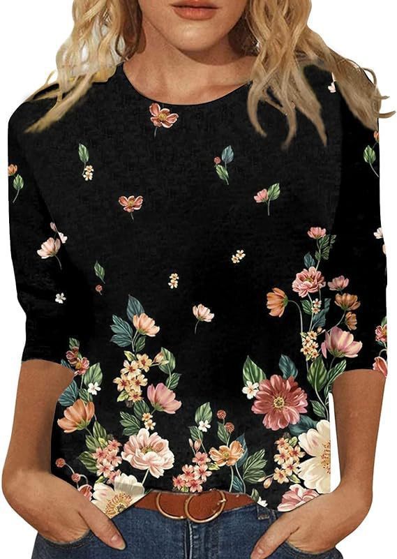 Women's 3d Digital Printing Round Neck Top