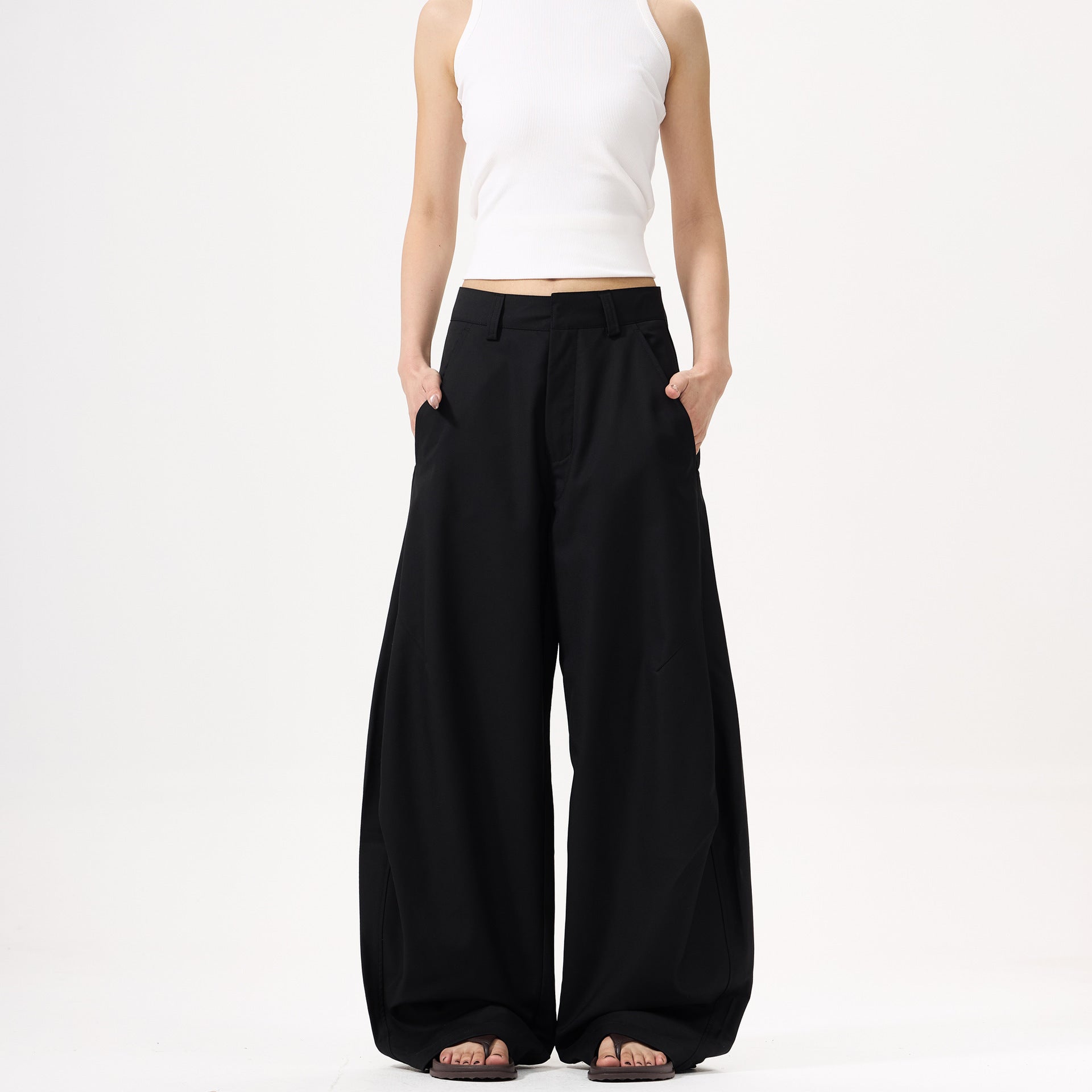 Retro High Grade Pleated Women's Wide-leg Pants