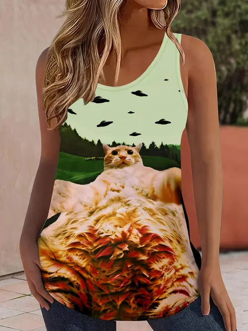 Women's Loose-Fit Digital-Print Tank Top