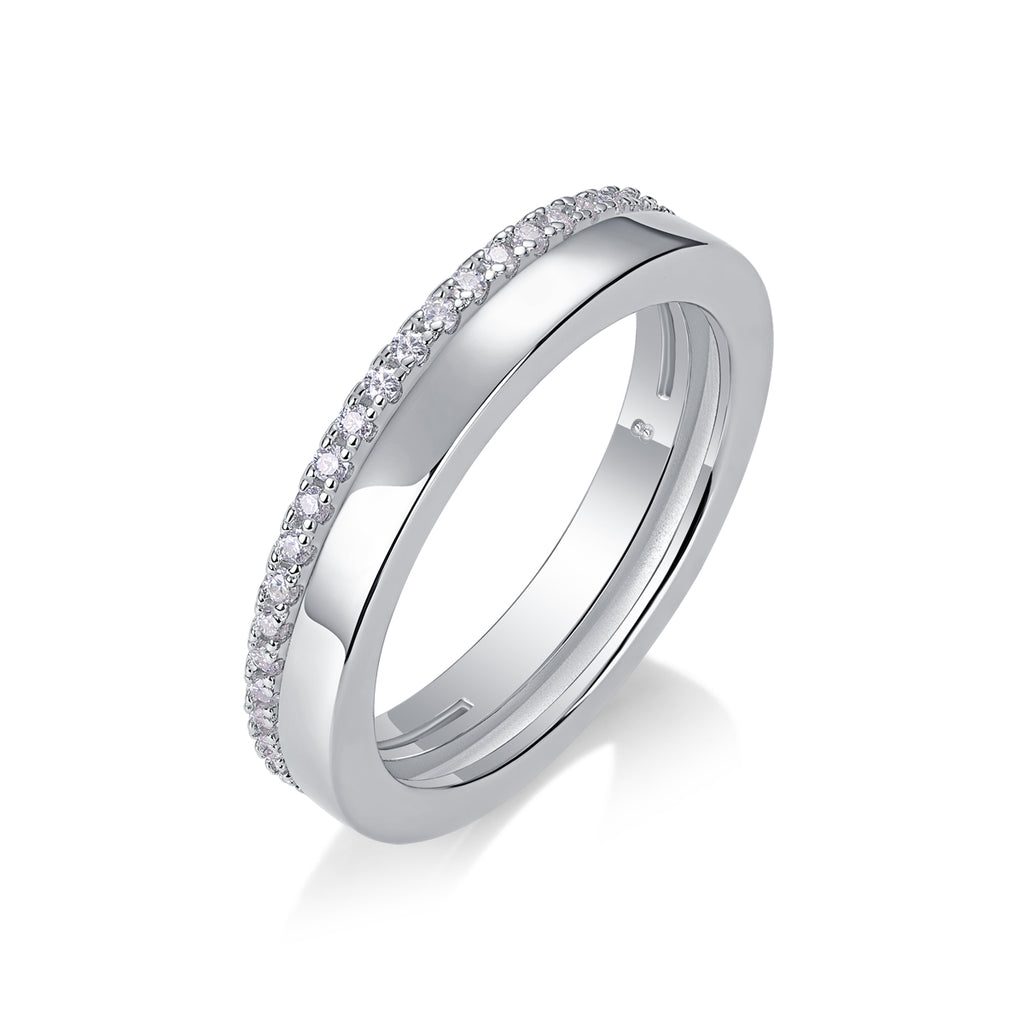 1Double Ring Shadow - A Fashionable And Luxurious Jewelry Piece Set With Moissanite S925 Sterling Silver And Platinum-plated Diamond Prohibit TikTok sales