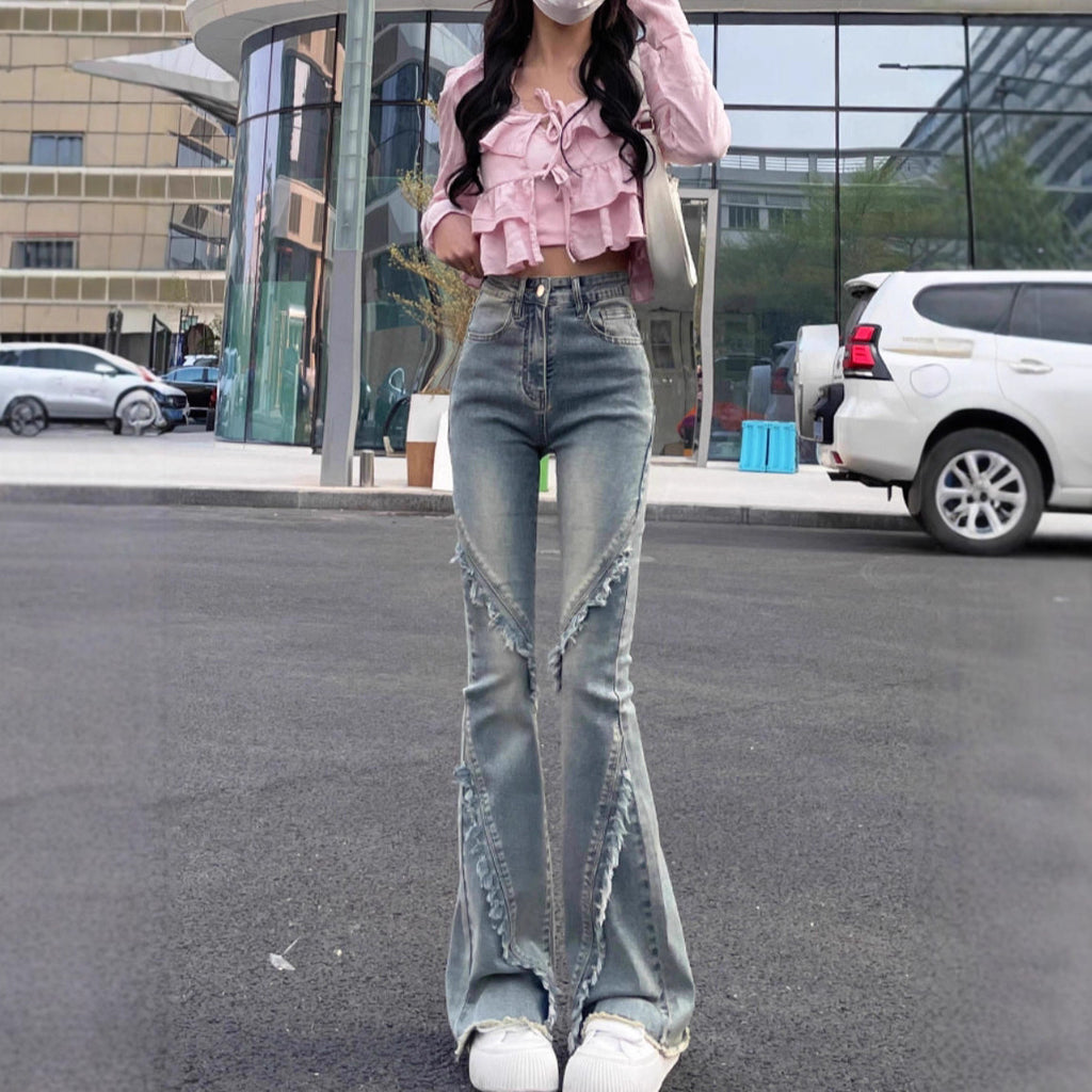 Slimming High-waisted Floor-length Flared Pants